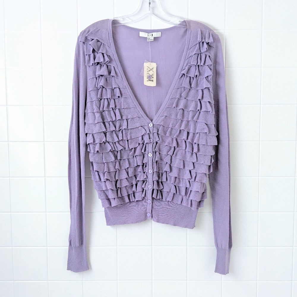 Lavender Ruffle Cardigan